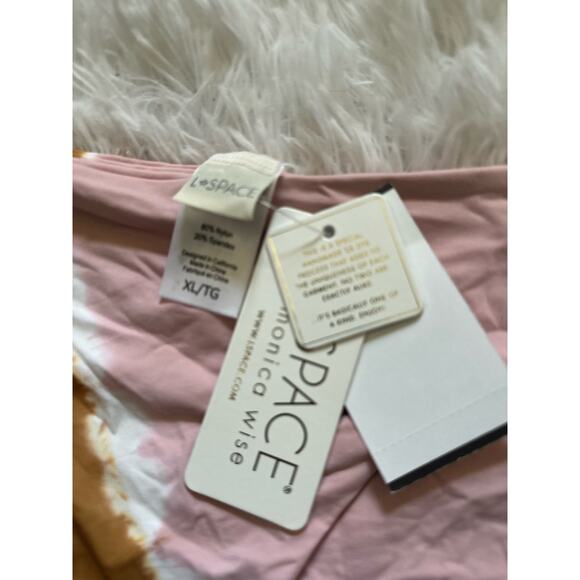 L Space Stripe Tie Dye Frenchi Bitsy Cut Bikini Bottom Multi Womens Size XL New - Picture 6 of 6